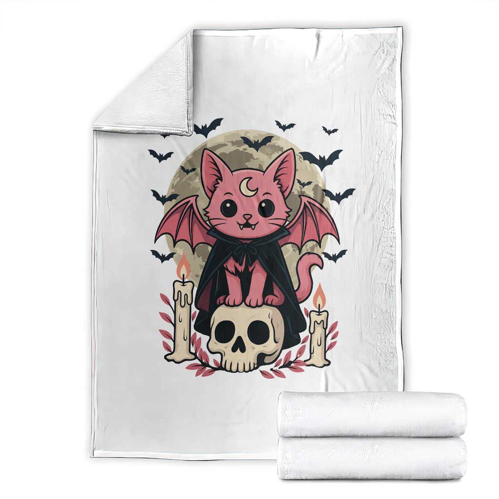 Cute Pastel Goth Vampire Cat Throw Blanket Funny Gothic Halloween Art - Wonder Print Shop