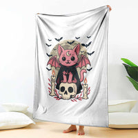 Cute Pastel Goth Vampire Cat Throw Blanket Funny Gothic Halloween Art - Wonder Print Shop