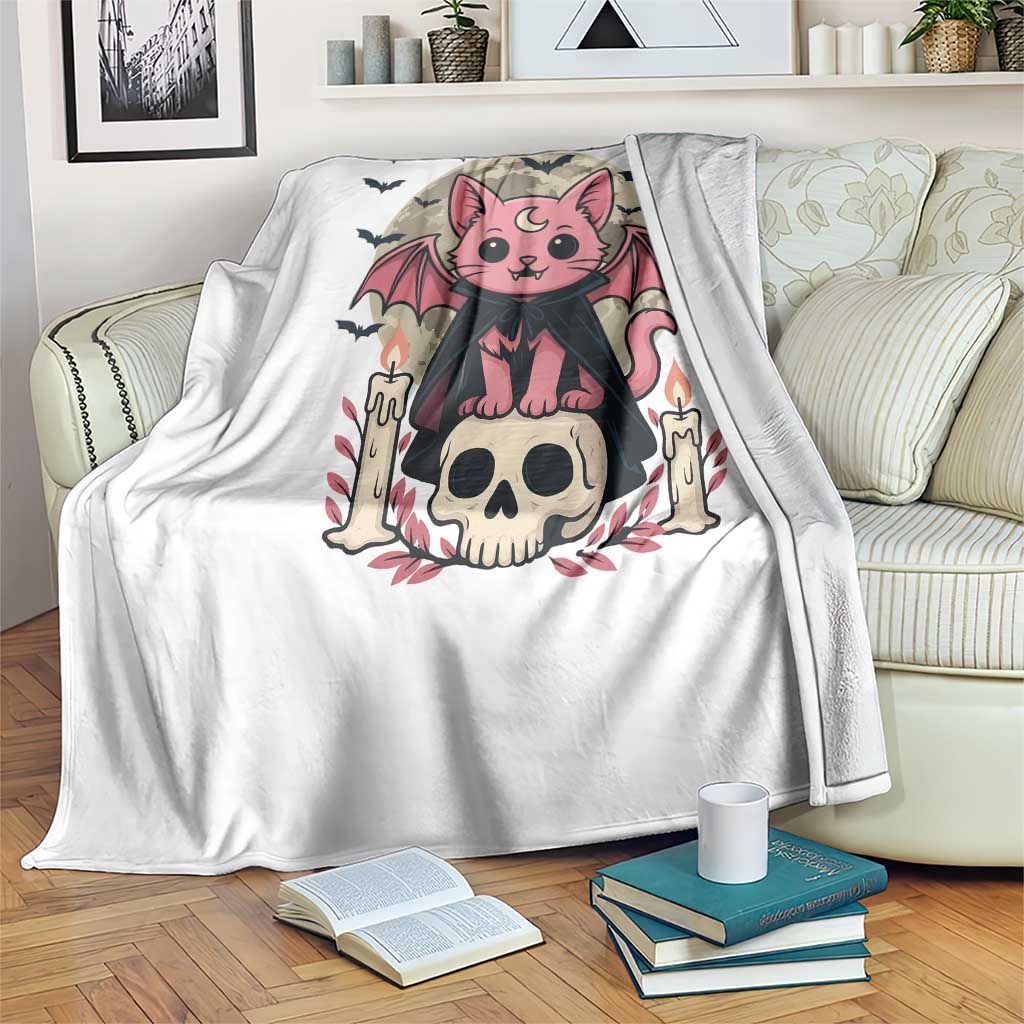 Cute Pastel Goth Vampire Cat Throw Blanket Funny Gothic Halloween Art - Wonder Print Shop