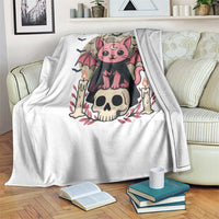 Cute Pastel Goth Vampire Cat Throw Blanket Funny Gothic Halloween Art - Wonder Print Shop