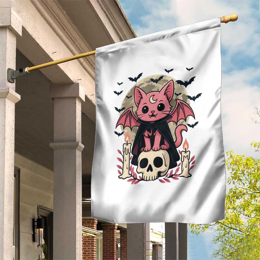 Cute Pastel Goth Vampire Cat Garden Flag Funny Gothic Halloween Art - Wonder Print Shop