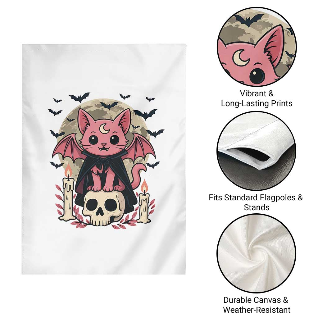 Cute Pastel Goth Vampire Cat Garden Flag Funny Gothic Halloween Art - Wonder Print Shop
