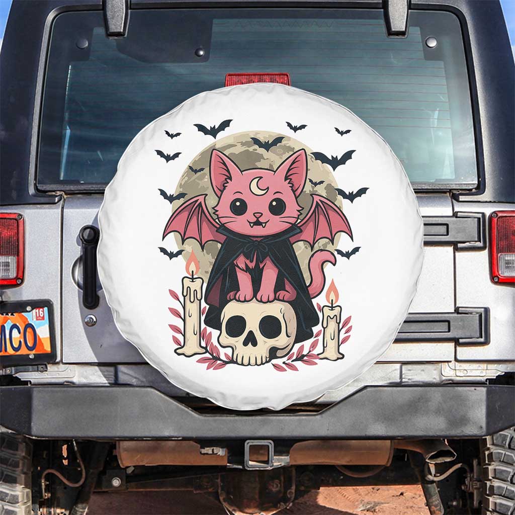 Cute Pastel Goth Vampire Cat Spare Tire Cover Funny Gothic Halloween Art - Wonder Print Shop