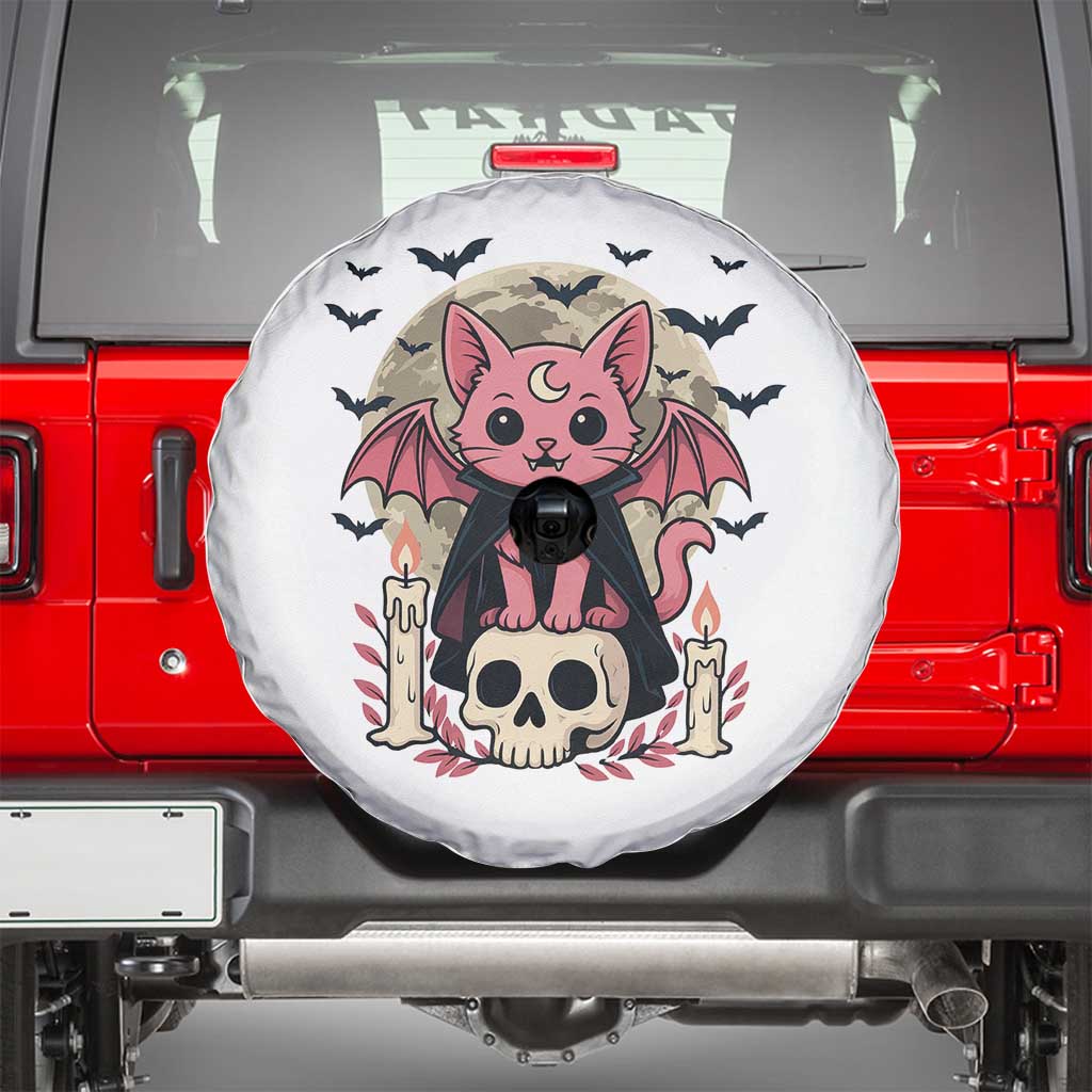 Cute Pastel Goth Vampire Cat Spare Tire Cover Funny Gothic Halloween Art - Wonder Print Shop