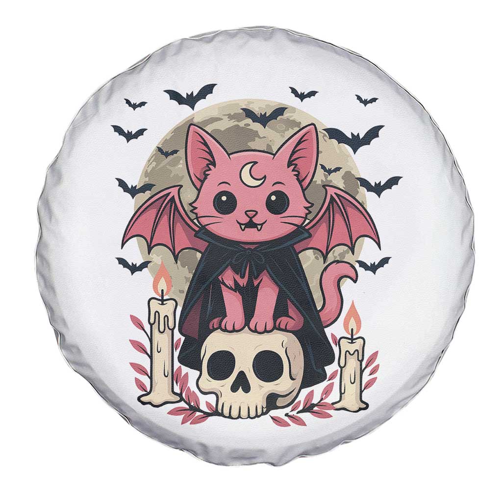 Cute Pastel Goth Vampire Cat Spare Tire Cover Funny Gothic Halloween Art - Wonder Print Shop