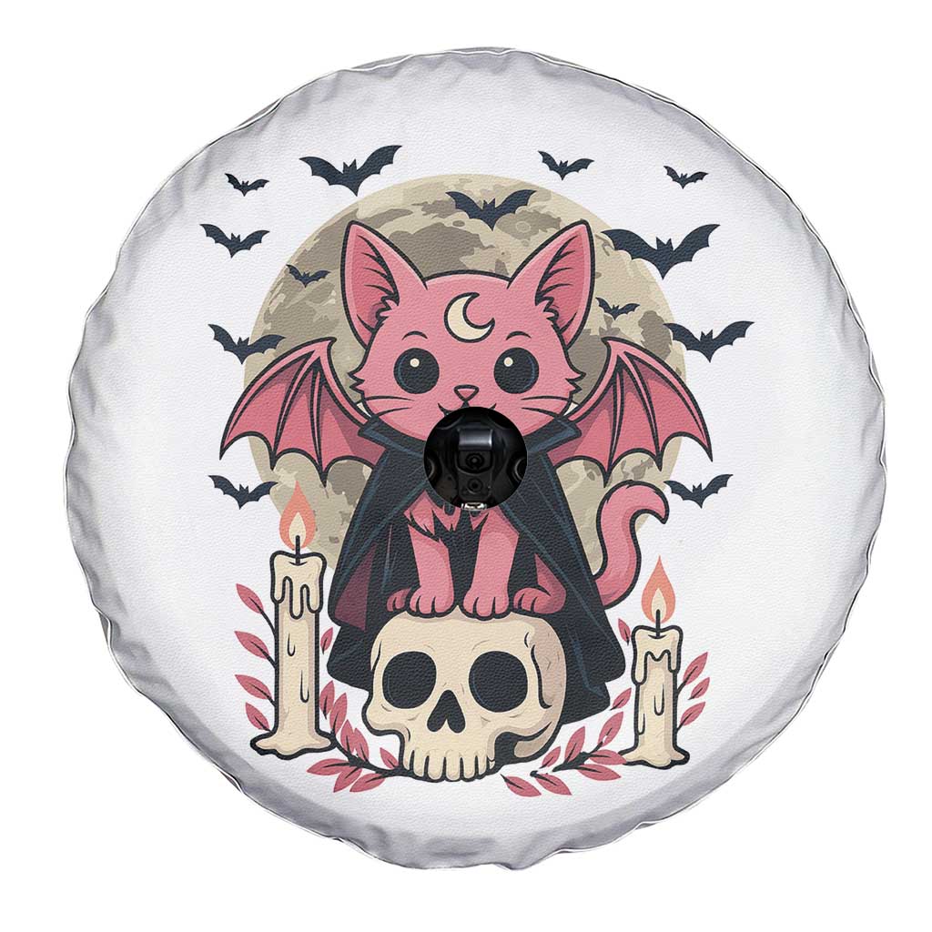 Cute Pastel Goth Vampire Cat Spare Tire Cover Funny Gothic Halloween Art - Wonder Print Shop