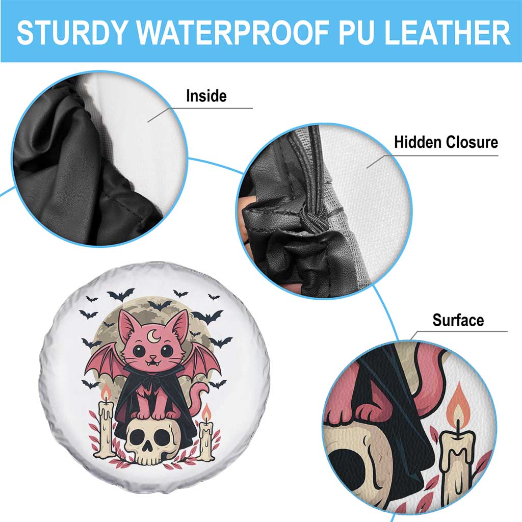 Cute Pastel Goth Vampire Cat Spare Tire Cover Funny Gothic Halloween Art - Wonder Print Shop