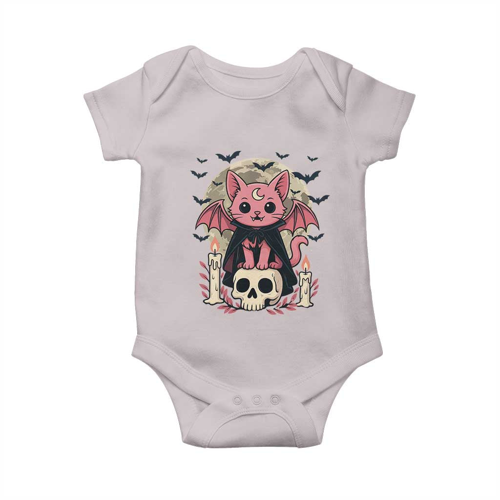 Cute Pastel Goth Vampire Cat Baby Onesie Funny Gothic Halloween Art - Wonder Print Shop