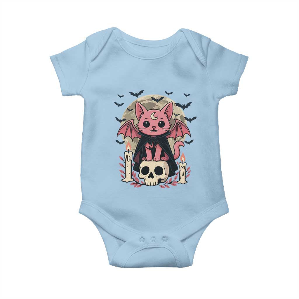 Cute Pastel Goth Vampire Cat Baby Onesie Funny Gothic Halloween Art - Wonder Print Shop
