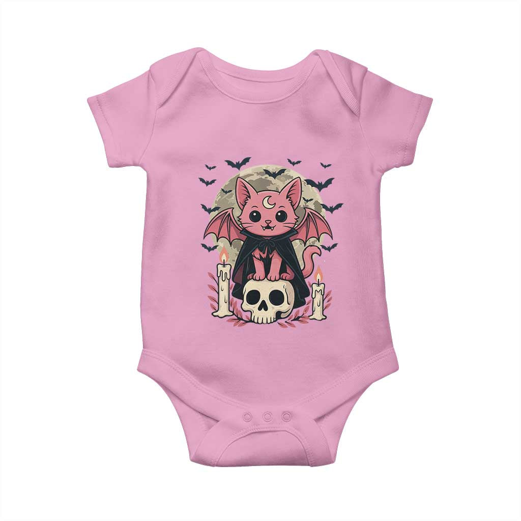 Cute Pastel Goth Vampire Cat Baby Onesie Funny Gothic Halloween Art - Wonder Print Shop