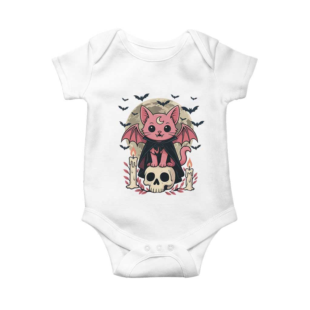 Cute Pastel Goth Vampire Cat Baby Onesie Funny Gothic Halloween Art - Wonder Print Shop