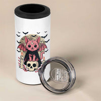 Cute Pastel Goth Vampire Cat 4 in 1 Can Cooler Tumbler Funny Gothic Halloween Art