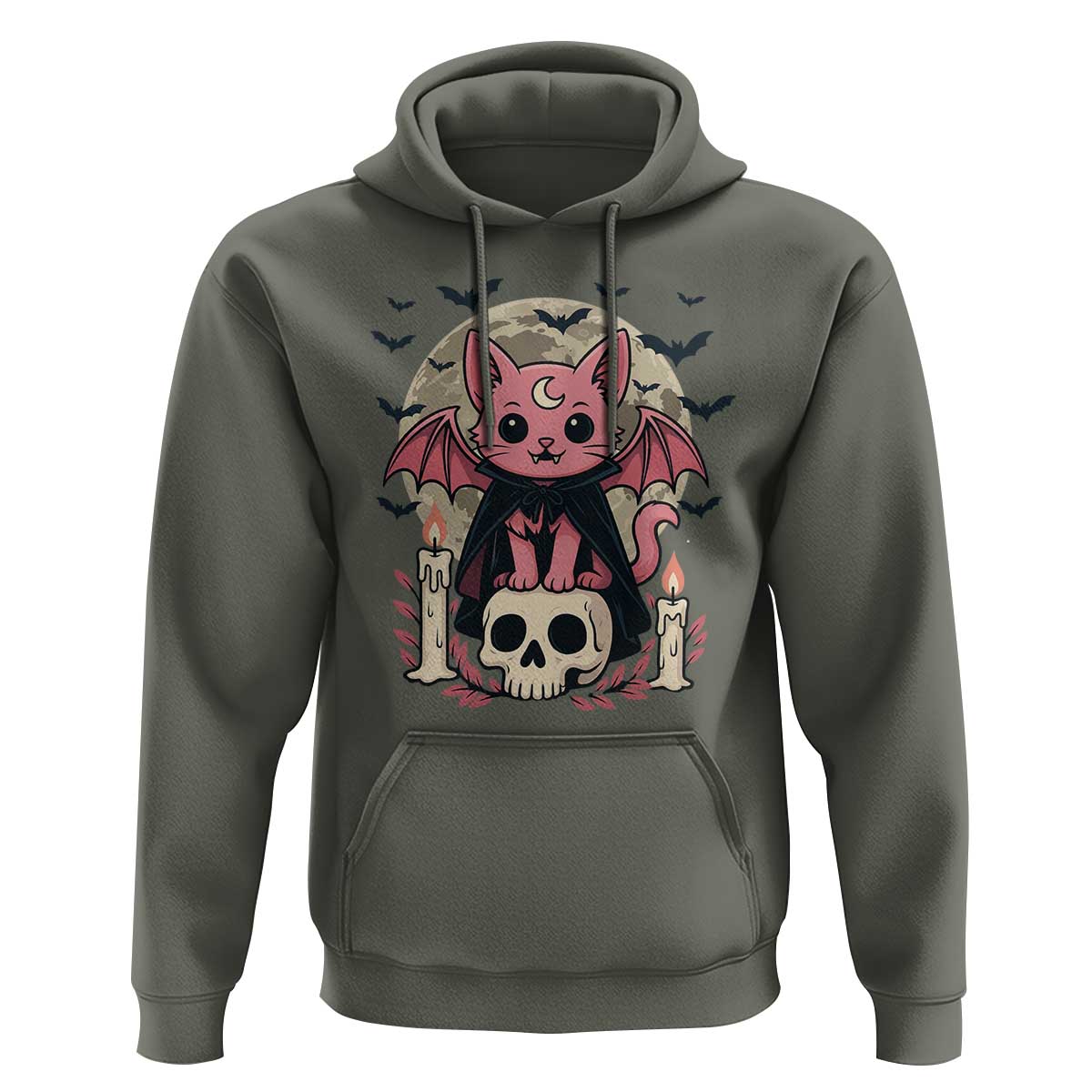 Cute Pastel Goth Vampire Cat Hoodie Funny Gothic Halloween Art - Wonder Print Shop