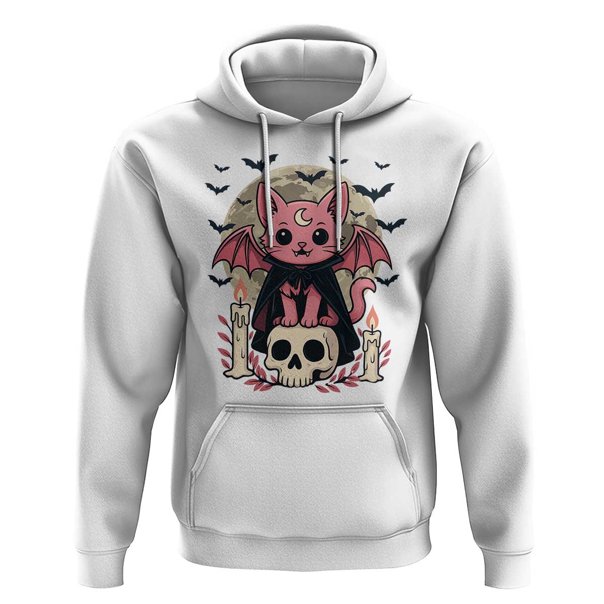 Cute Pastel Goth Vampire Cat Hoodie Funny Gothic Halloween Art - Wonder Print Shop
