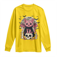 Cute Pastel Goth Vampire Cat Long Sleeve Shirt Funny Gothic Halloween Art - Wonder Print Shop