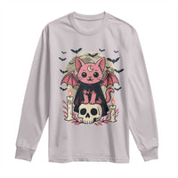 Cute Pastel Goth Vampire Cat Long Sleeve Shirt Funny Gothic Halloween Art - Wonder Print Shop