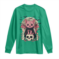Cute Pastel Goth Vampire Cat Long Sleeve Shirt Funny Gothic Halloween Art - Wonder Print Shop