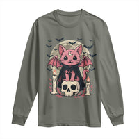 Cute Pastel Goth Vampire Cat Long Sleeve Shirt Funny Gothic Halloween Art - Wonder Print Shop