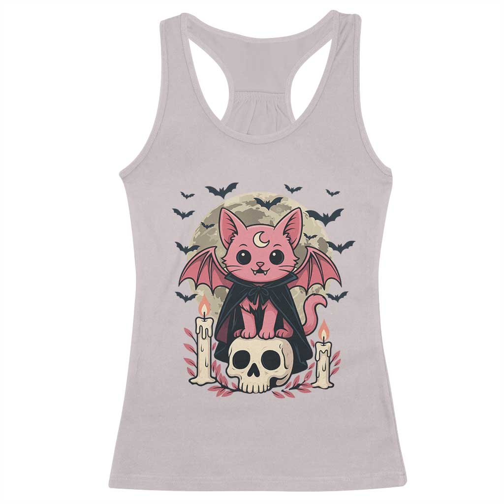 Cute Pastel Goth Vampire Cat Racerback Tank Top Funny Gothic Halloween Art - Wonder Print Shop