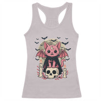 Cute Pastel Goth Vampire Cat Racerback Tank Top Funny Gothic Halloween Art - Wonder Print Shop