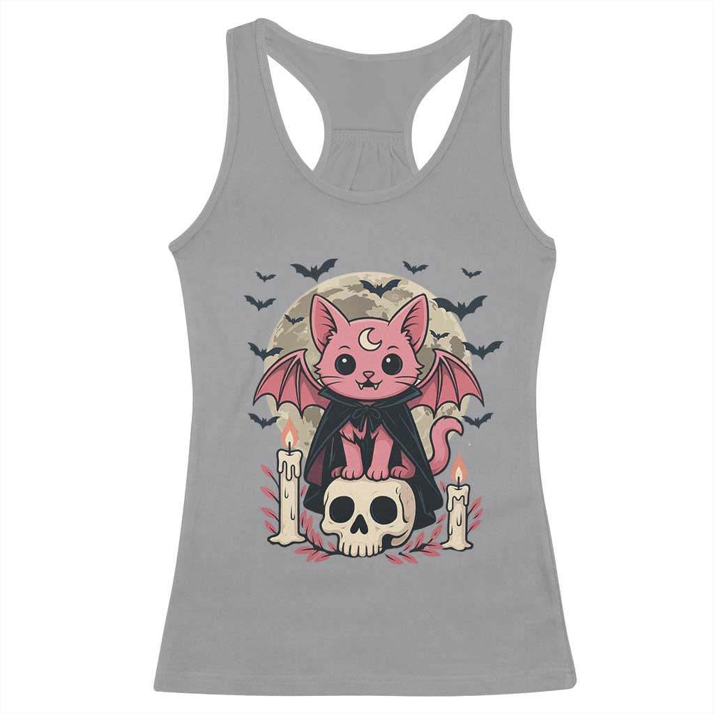 Cute Pastel Goth Vampire Cat Racerback Tank Top Funny Gothic Halloween Art - Wonder Print Shop
