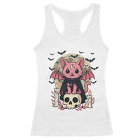 Cute Pastel Goth Vampire Cat Racerback Tank Top Funny Gothic Halloween Art - Wonder Print Shop