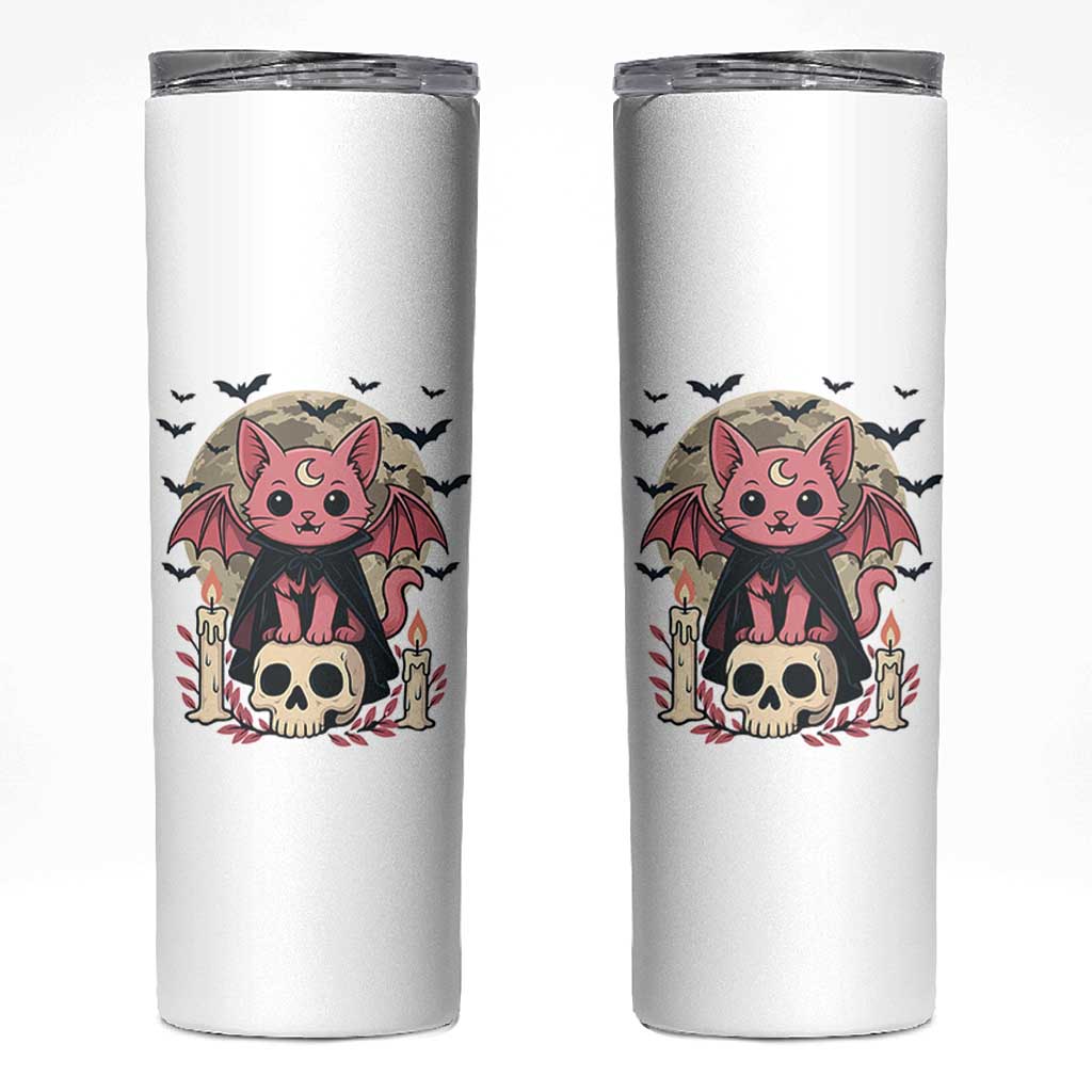 Cute Pastel Goth Vampire Cat Skinny Tumbler Funny Gothic Halloween Art