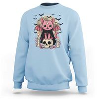Cute Pastel Goth Vampire Cat Sweatshirt Funny Gothic Halloween Art - Wonder Print Shop