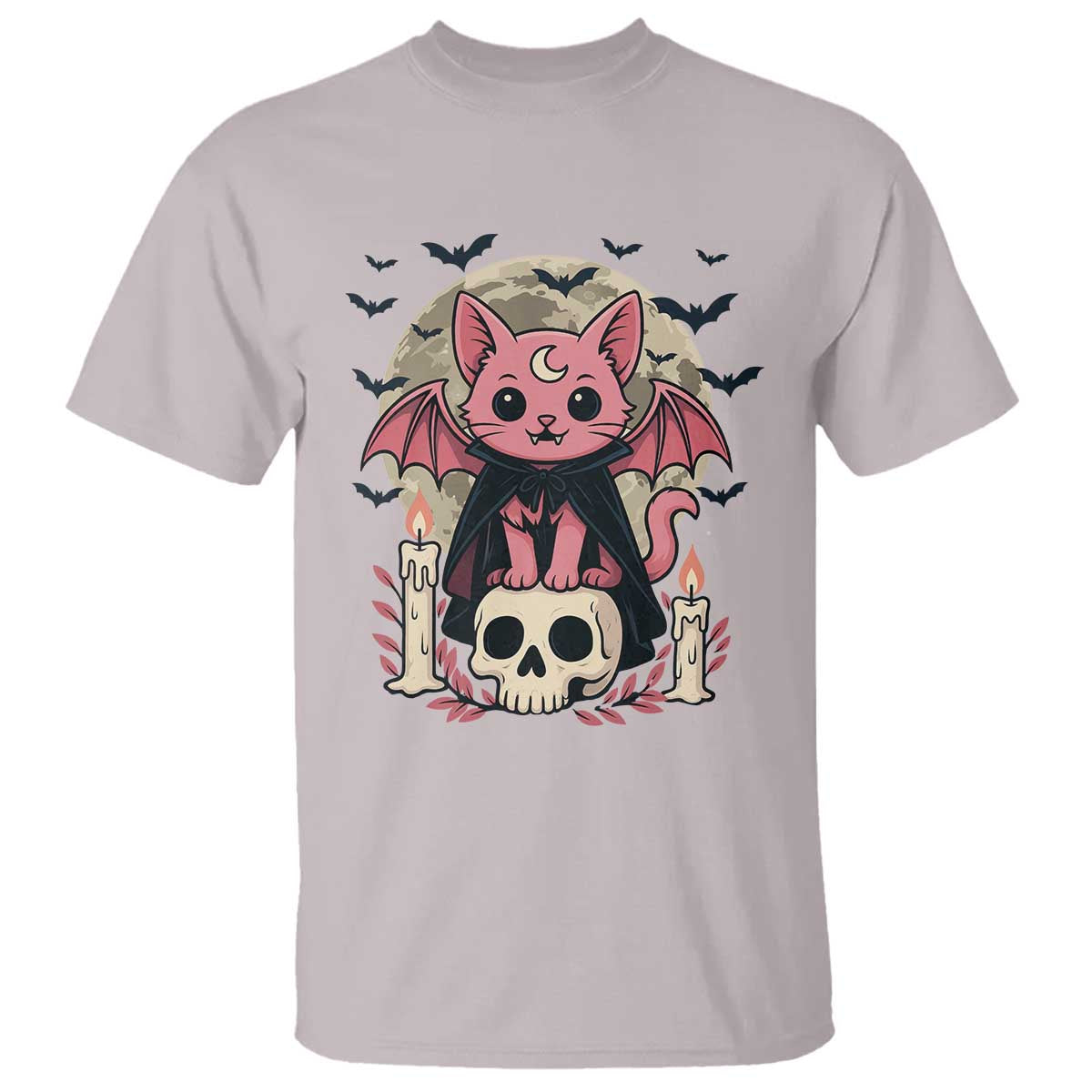 Cute Pastel Goth Vampire Cat T Shirt Funny Gothic Halloween Art - Wonder Print Shop