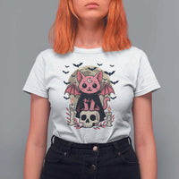 Cute Pastel Goth Vampire Cat T Shirt For Women Funny Gothic Halloween Art - Wonder Print Shop