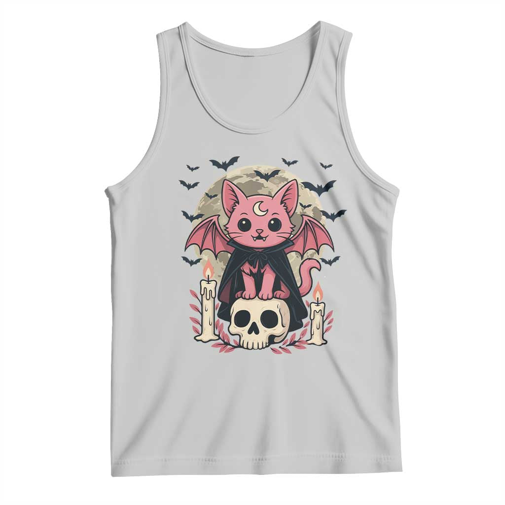 Cute Pastel Goth Vampire Cat Tank Top Funny Gothic Halloween Art - Wonder Print Shop