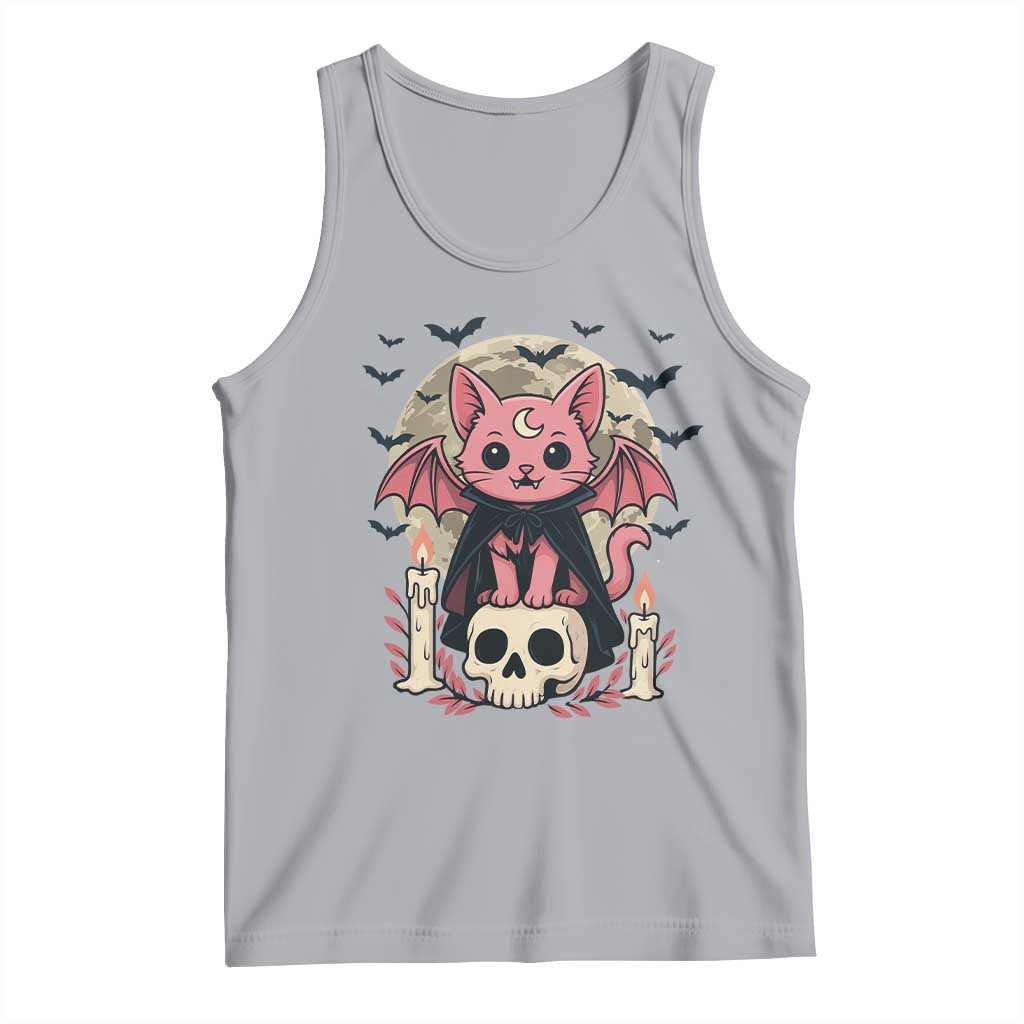 Cute Pastel Goth Vampire Cat Tank Top Funny Gothic Halloween Art - Wonder Print Shop