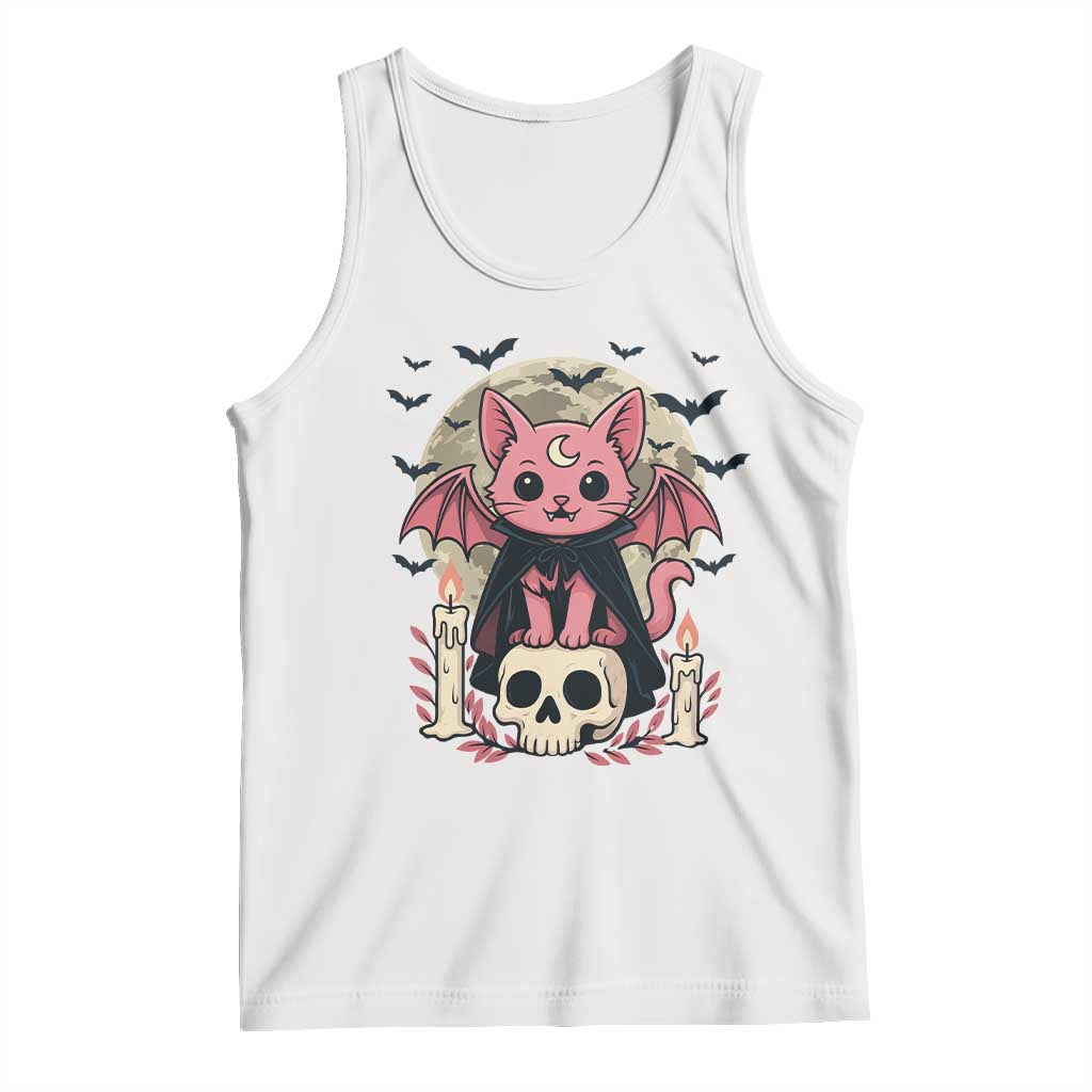 Cute Pastel Goth Vampire Cat Tank Top Funny Gothic Halloween Art - Wonder Print Shop