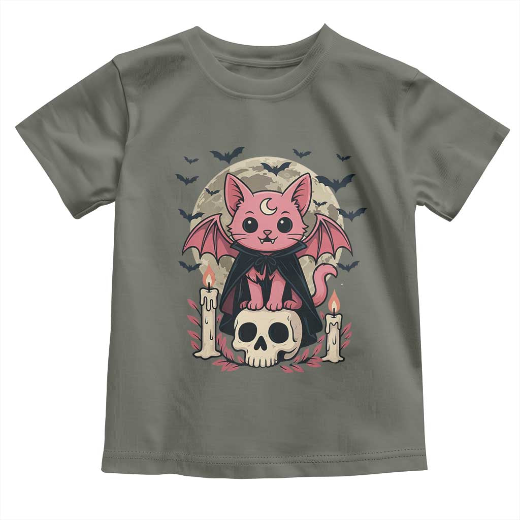 Cute Pastel Goth Vampire Cat Toddler T Shirt Funny Gothic Halloween Art - Wonder Print Shop