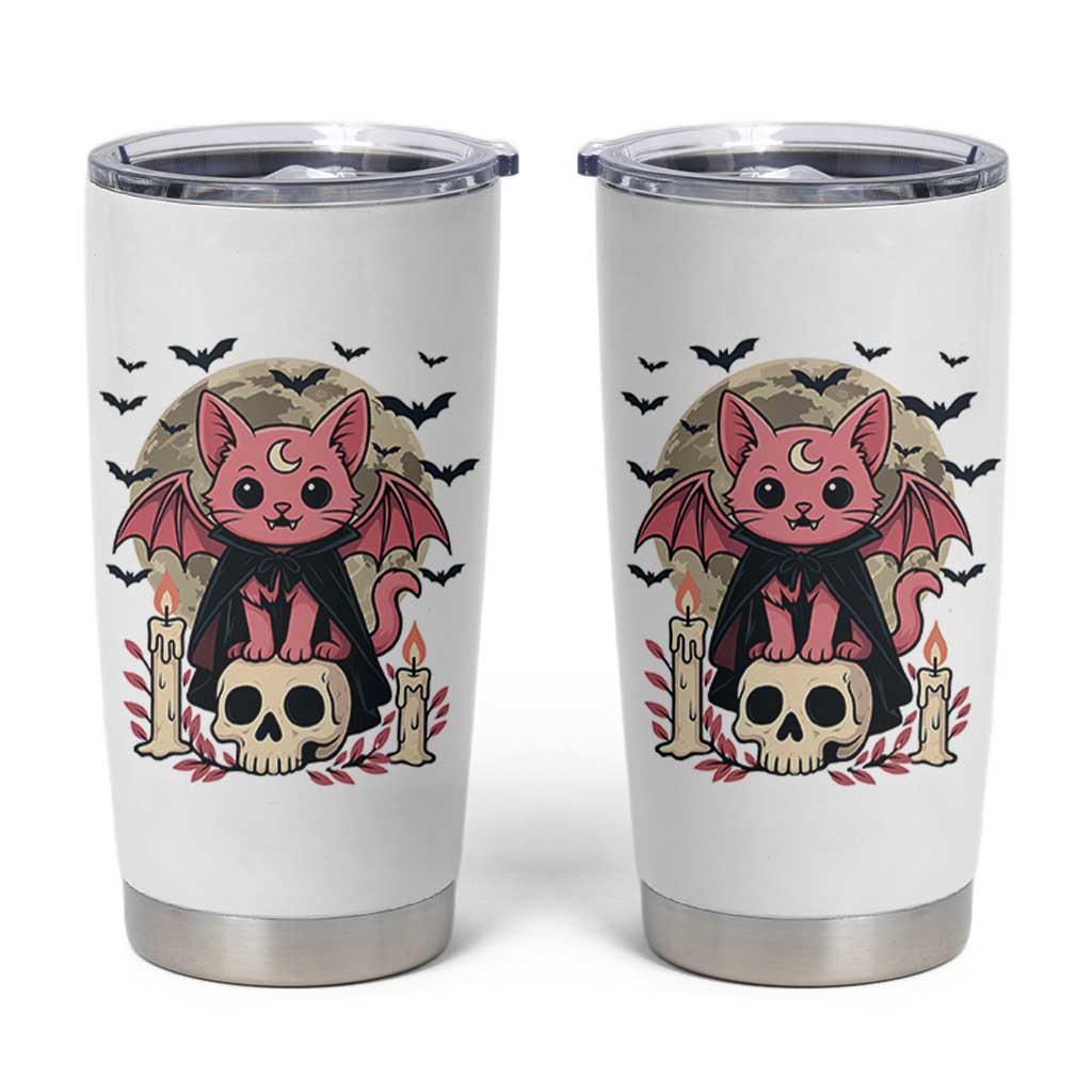 Cute Pastel Goth Vampire Cat Tumbler Cup Funny Gothic Halloween Art