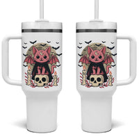 Cute Pastel Goth Vampire Cat Tumbler With Handle Funny Gothic Halloween Art