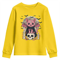 Cute Pastel Goth Vampire Cat Youth Sweatshirt Funny Gothic Halloween Art - Wonder Print Shop