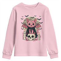 Cute Pastel Goth Vampire Cat Youth Sweatshirt Funny Gothic Halloween Art - Wonder Print Shop