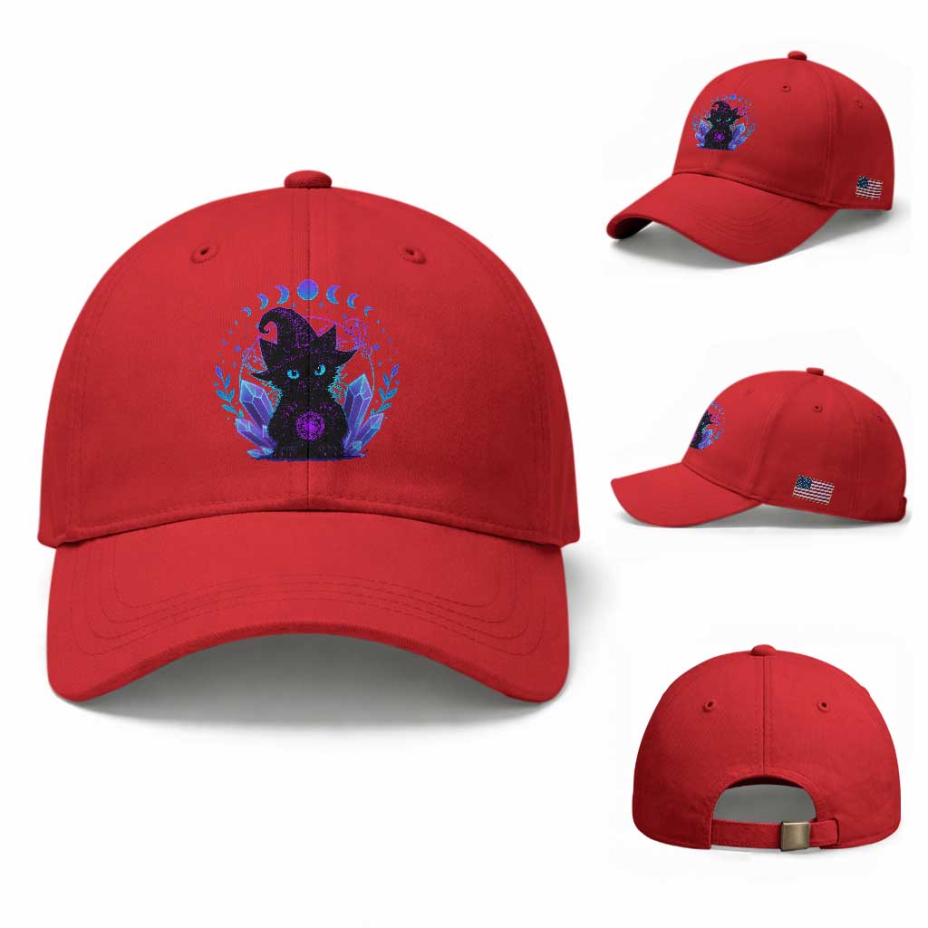 Witchy Black Cat Baseball Cap Funny Spellcasting Pastel Goth Aesthetic