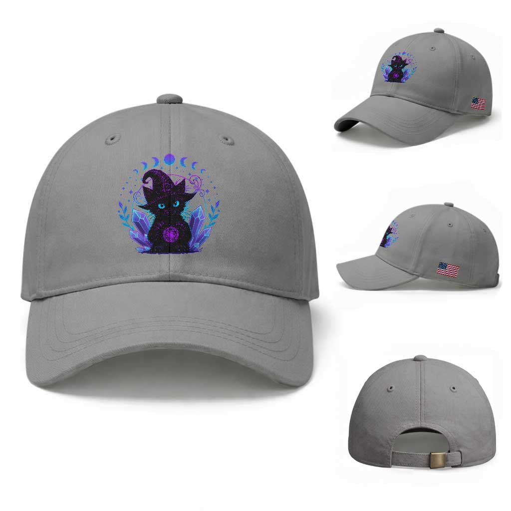 Witchy Black Cat Baseball Cap Funny Spellcasting Pastel Goth Aesthetic
