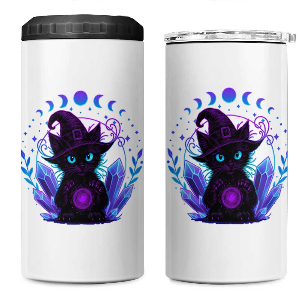 Witchy Black Cat 4 in 1 Can Cooler Tumbler Funny Spellcasting Pastel Goth Aesthetic