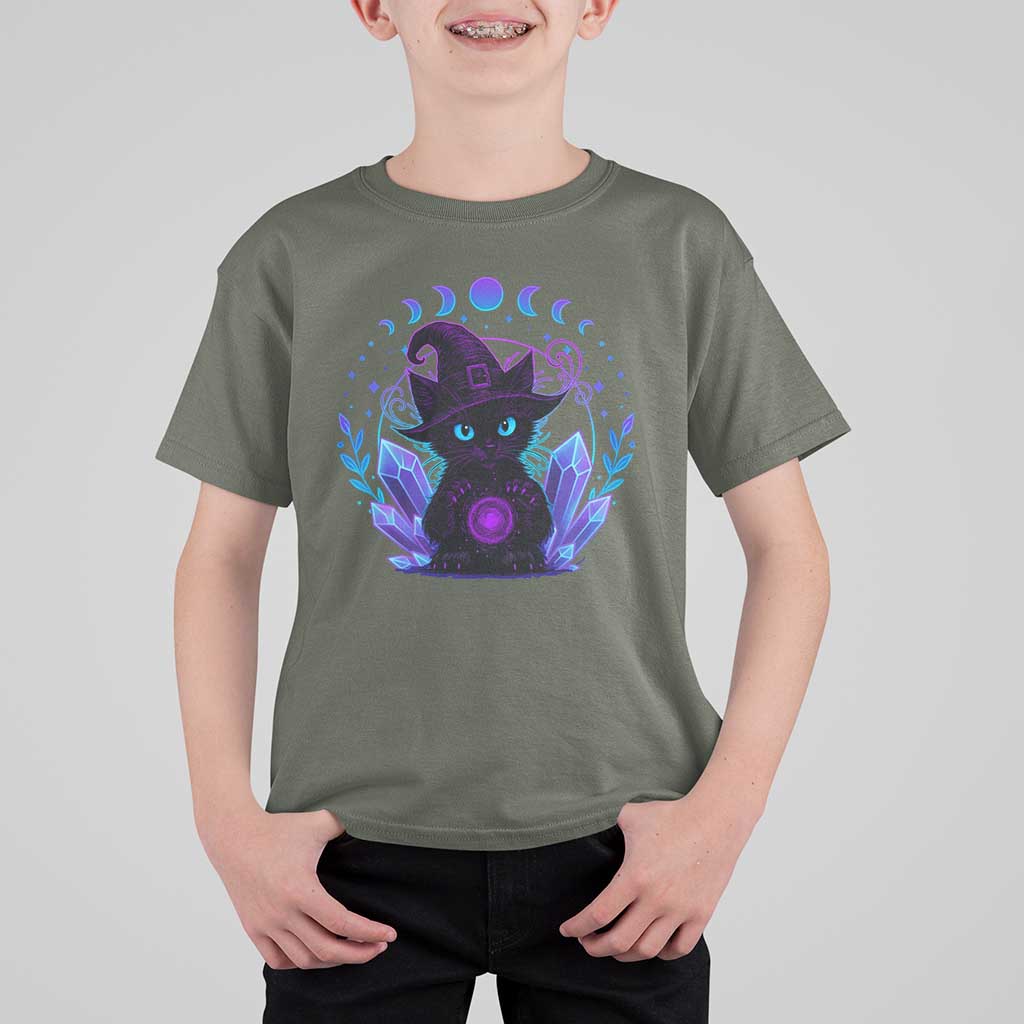 Witchy Black Cat T Shirt For Kid Funny Spellcasting Pastel Goth Aesthetic - Wonder Print Shop