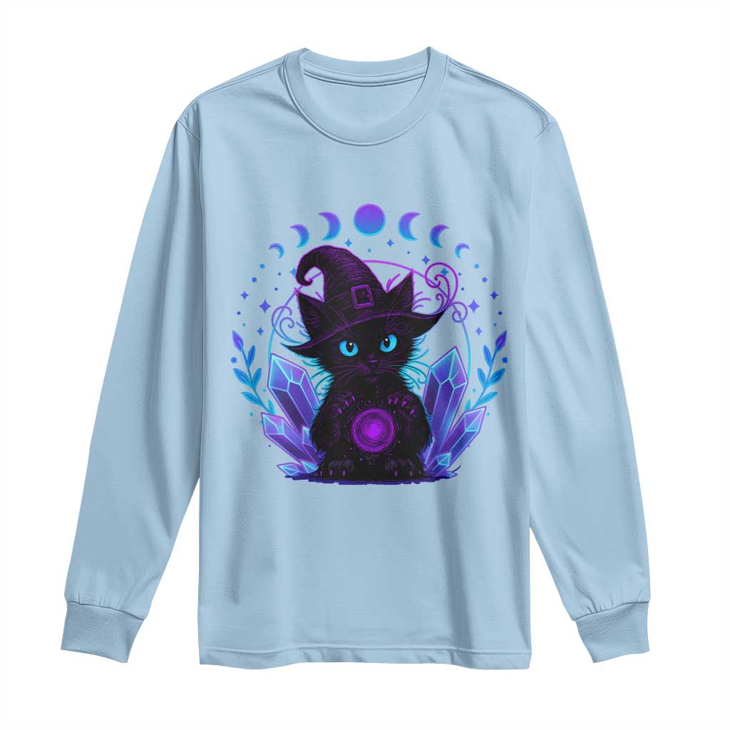 Witchy Black Cat Long Sleeve Shirt Funny Spellcasting Pastel Goth Aesthetic - Wonder Print Shop