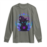 Witchy Black Cat Long Sleeve Shirt Funny Spellcasting Pastel Goth Aesthetic - Wonder Print Shop