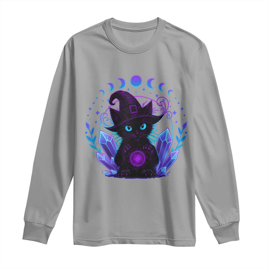 Witchy Black Cat Long Sleeve Shirt Funny Spellcasting Pastel Goth Aesthetic - Wonder Print Shop