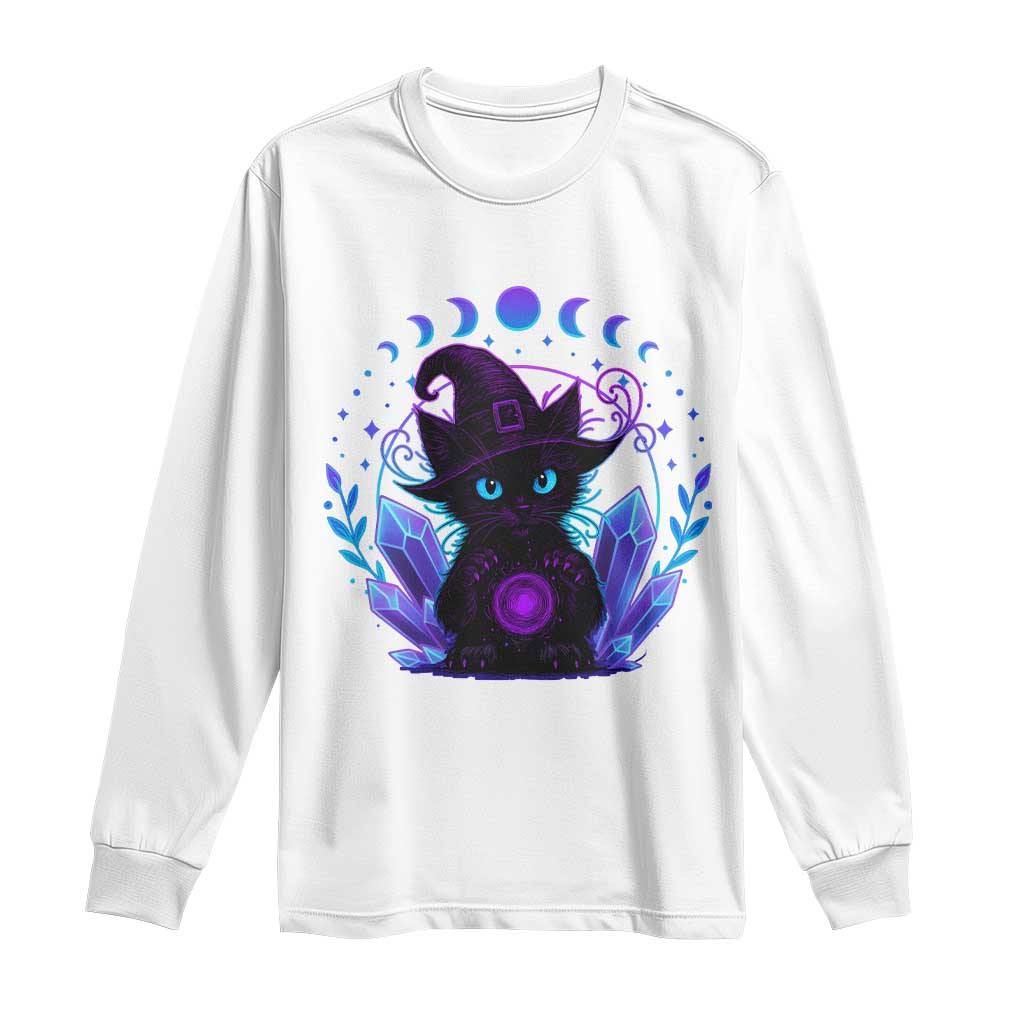 Witchy Black Cat Long Sleeve Shirt Funny Spellcasting Pastel Goth Aesthetic - Wonder Print Shop