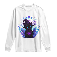Witchy Black Cat Long Sleeve Shirt Funny Spellcasting Pastel Goth Aesthetic - Wonder Print Shop