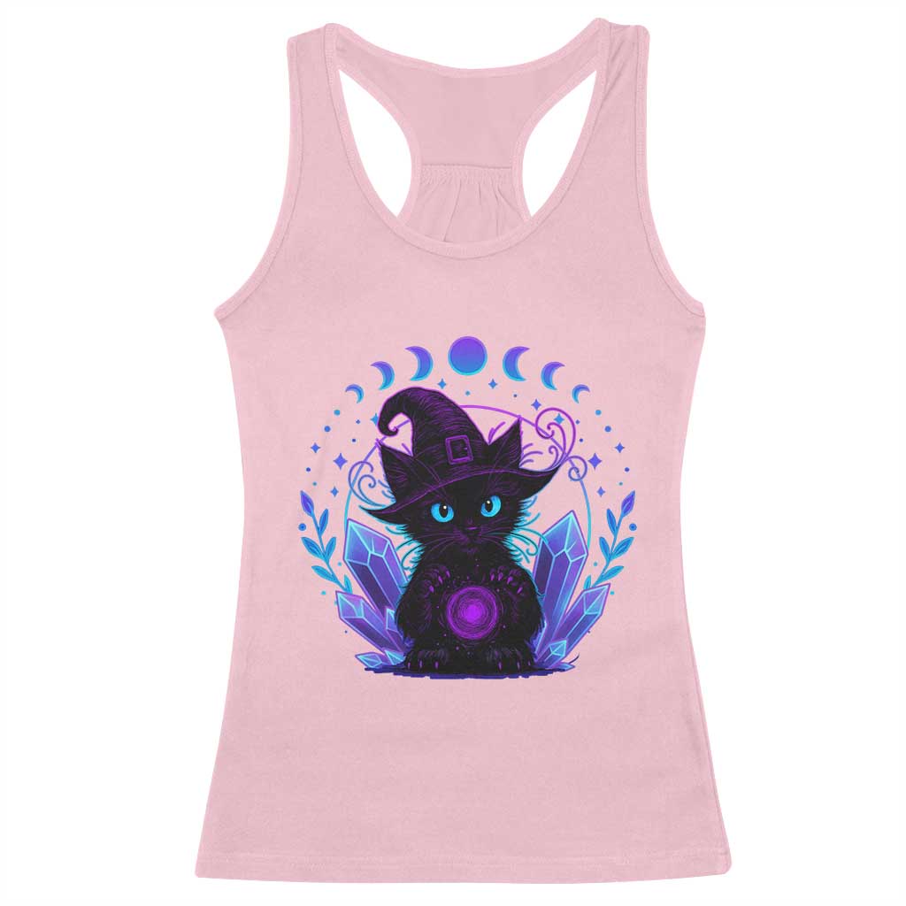 Witchy Black Cat Racerback Tank Top Funny Spellcasting Pastel Goth Aesthetic - Wonder Print Shop