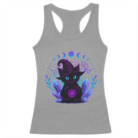 Witchy Black Cat Racerback Tank Top Funny Spellcasting Pastel Goth Aesthetic - Wonder Print Shop