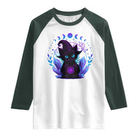 Witchy Black Cat Raglan Shirt Funny Spellcasting Pastel Goth Aesthetic - Wonder Print Shop
